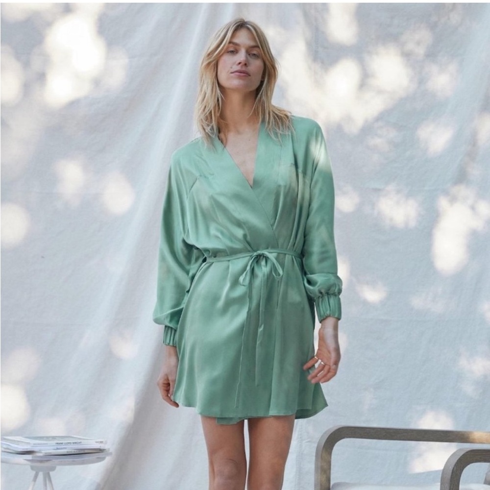Lunya Sage Green Silk Robe